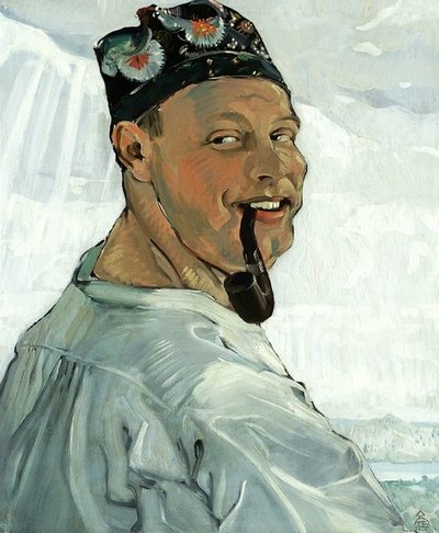 Autorretrato con pipa de Tadeusz Pruszkowski